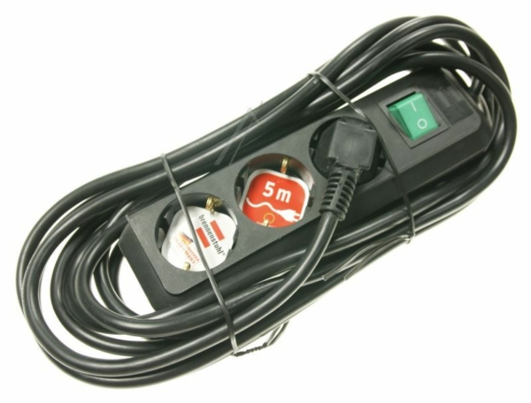 ECO-LINE 1152900 TAFELCONTACTDOOS M. SCHAK. 3-VOUDIG ZWART 5M