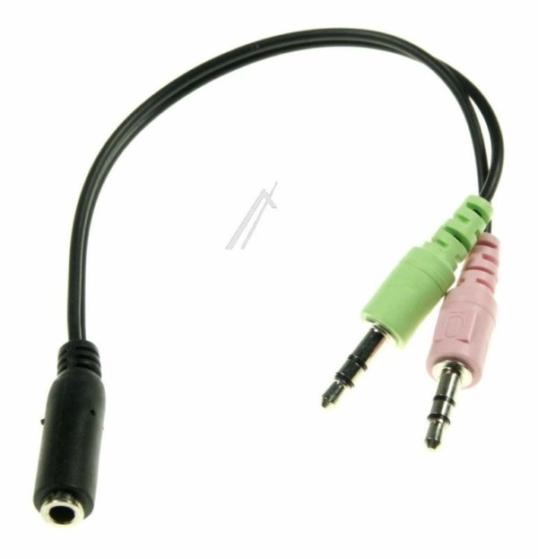 HEADSET ADAPTER,  3,5 MM JACK CONTRA 4POL > 2X 3,5 MM 3 POL.