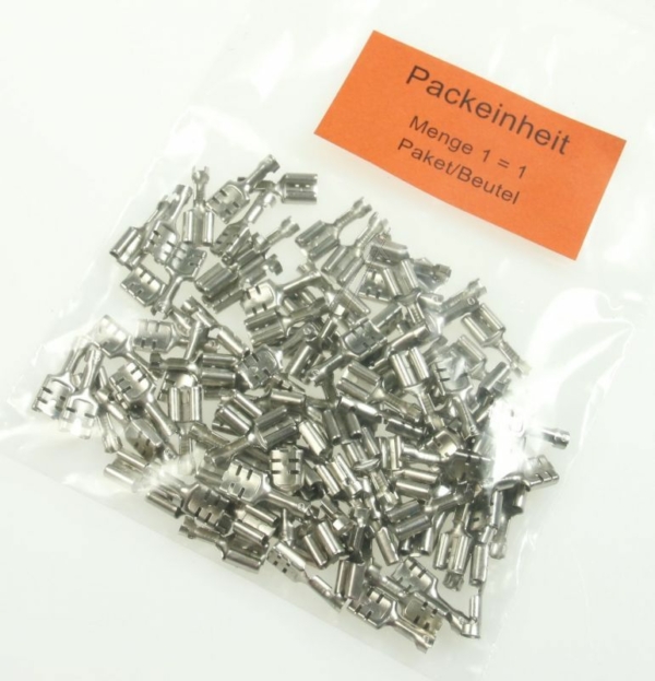 VLAKSTEEKHULS 6.3 MM X 0.8 MM 100 STUKS VOOR 0.5 - 1.5MM² STAAL NIKKEL GEPLATEERD