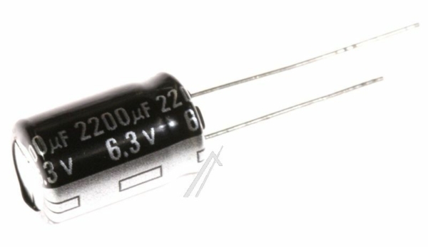 2200UF-6,3V ECA0JHG222 ELCO RADIAAL 105° 10X16MM. RM=5,0MM. -ROHS-