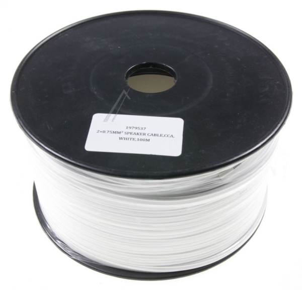 2X0,75MM² LS-KABEL ROL-100MTR. WIT MET POLARITEIT-AANDUIDING