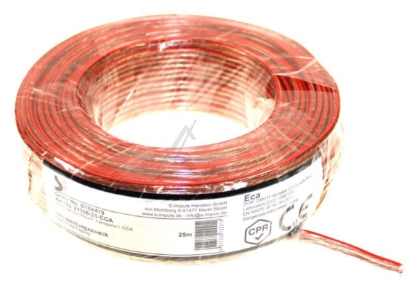 2X0,75MM² LUIDSPREKERKABEL OP ROL-25MTR. TRANSPARANT