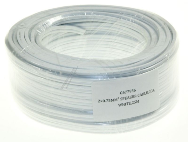 2X0,75MM² LUIDSPREKERKABEL WIT,  CCA (KOPER/ ALUMINIUM),  ROL À 25MTR.