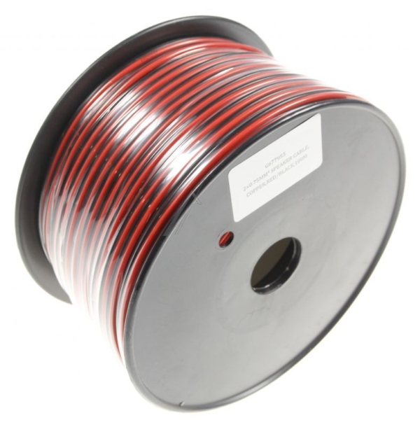 2X0,75MM² LUIDSPREKERKABEL ROOD/ ZWART,  CU (KOPER),  100M